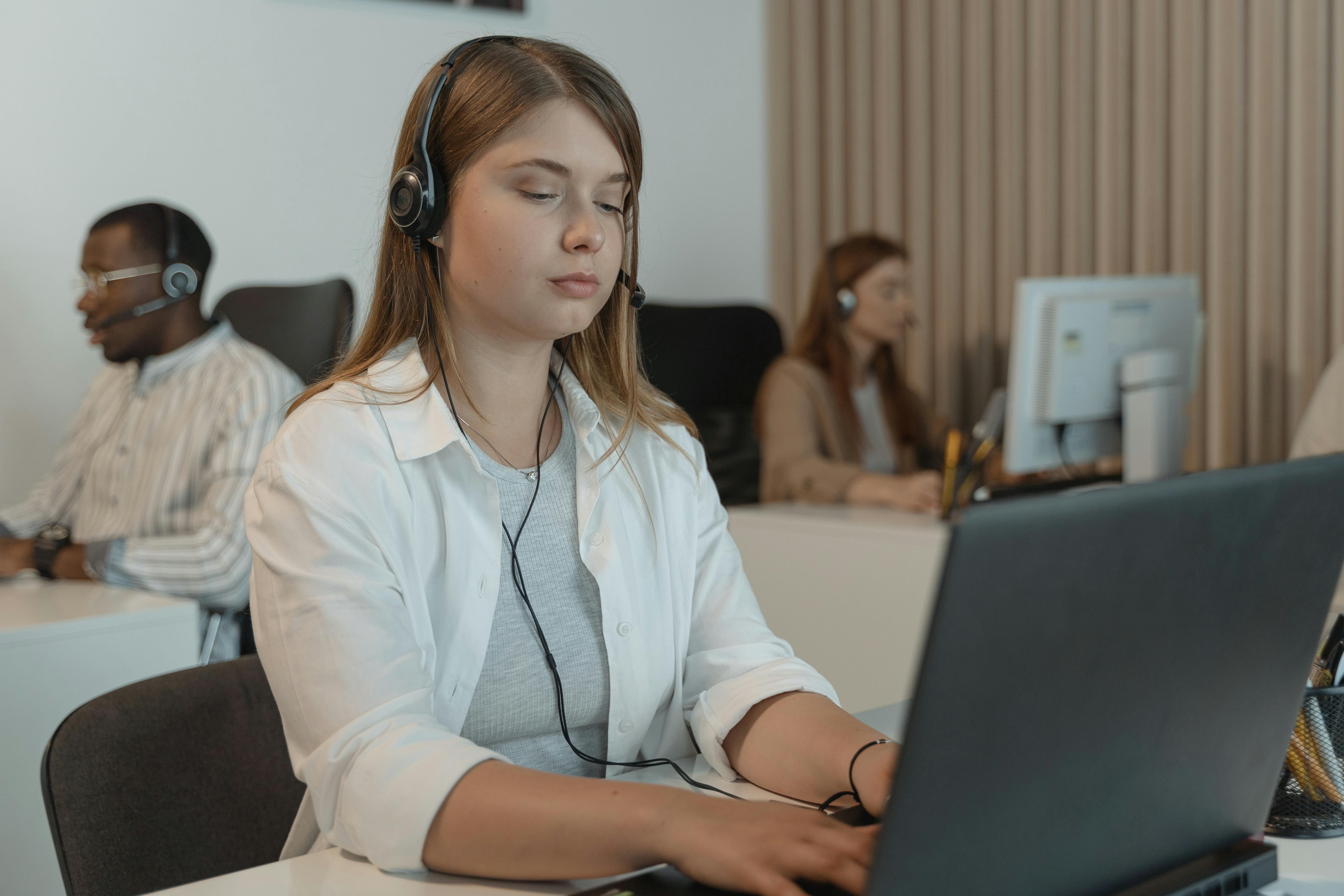 Lady In Apron On Phone