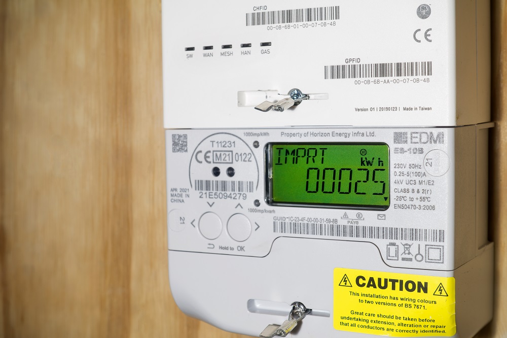 Close up of electricity meter after an electricity meter installation.